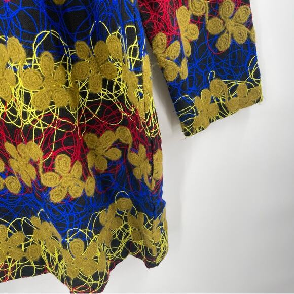 ZARA Sweater Dress Size Medium Embroidered Yarn Flower Knit Boiled Wool Blend - Picture 12 of 15